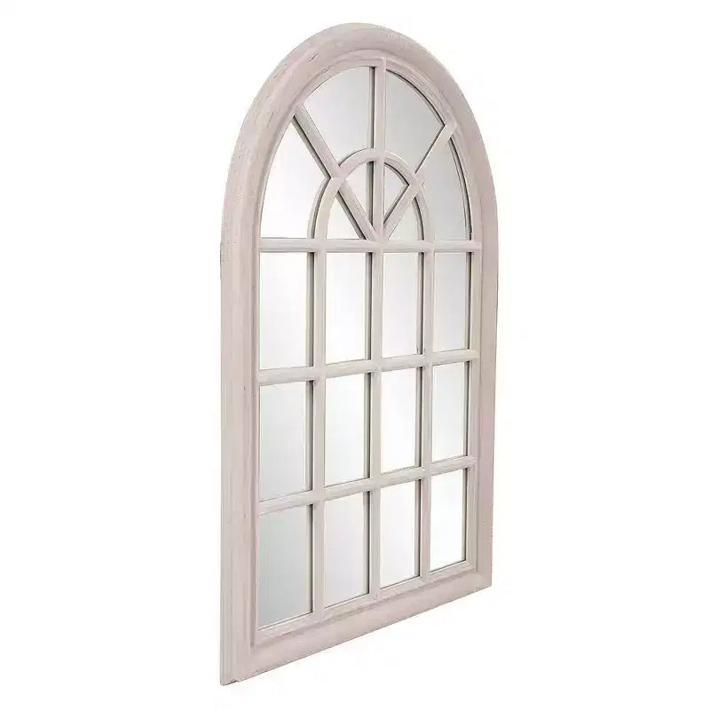 41"x29" Windowpane Wood Framed Wall Mirror, Taupe, Decorative Living Room or Bedroom Mirror