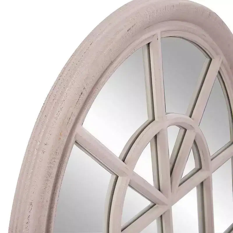 41"x29" Windowpane Wood Framed Wall Mirror, Taupe, Decorative Living Room or Bedroom Mirror