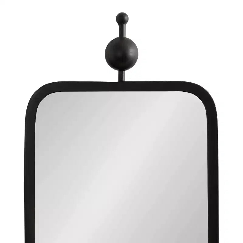 9"x36" Slim Rectangle Wall Mirror, Metal Frame, Black, Modern Minimalist Decor