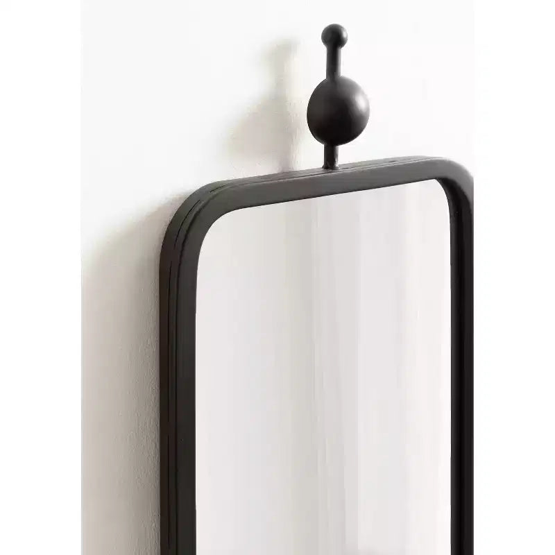 9"x36" Slim Rectangle Wall Mirror, Metal Frame, Black, Modern Minimalist Decor