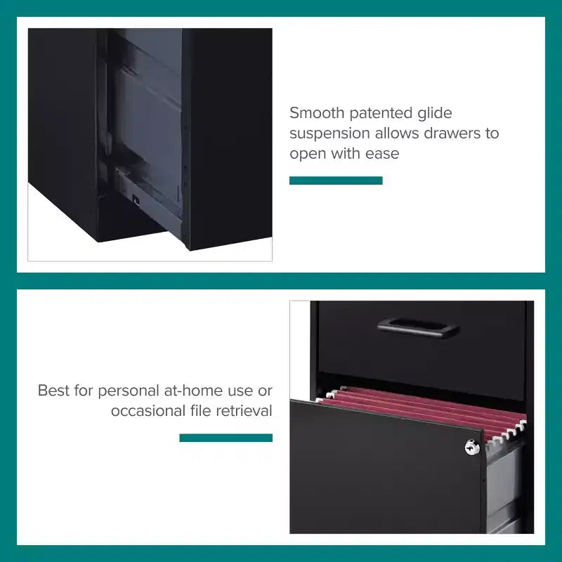 Steel 2-Drawer Vertical File Cabinet Letter Width 18''