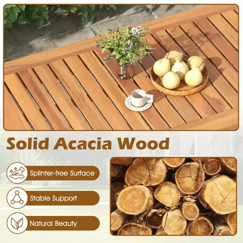 Ensemble de mobilier de patio Costway 4 pièces en bois d'acacia avec coussins moelleux et table basse