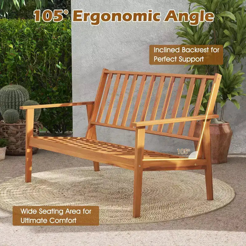 Ensemble de mobilier de patio Costway 4 pièces en bois d'acacia avec coussins moelleux et table basse
