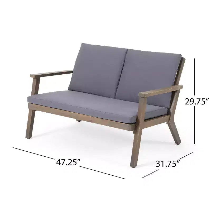GDFStudio Deborah Ensemble Canapé et Table Basse d'Extérieur en Bois d'Acacia avec Coussins
