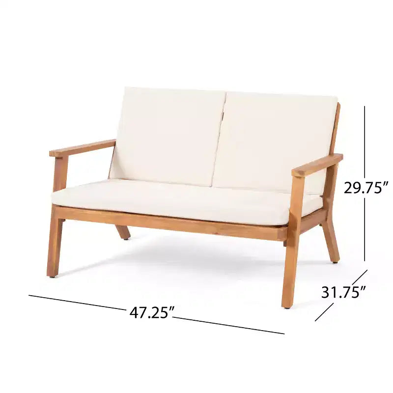 GDFStudio Deborah Ensemble Canapé et Table Basse d'Extérieur en Bois d'Acacia avec Coussins