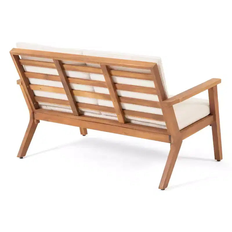 GDFStudio Deborah Ensemble Canapé et Table Basse d'Extérieur en Bois d'Acacia avec Coussins