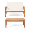 GDFStudio Deborah Outdoor Acacia Wood Loveseat and Coffee Table Set with Cushions