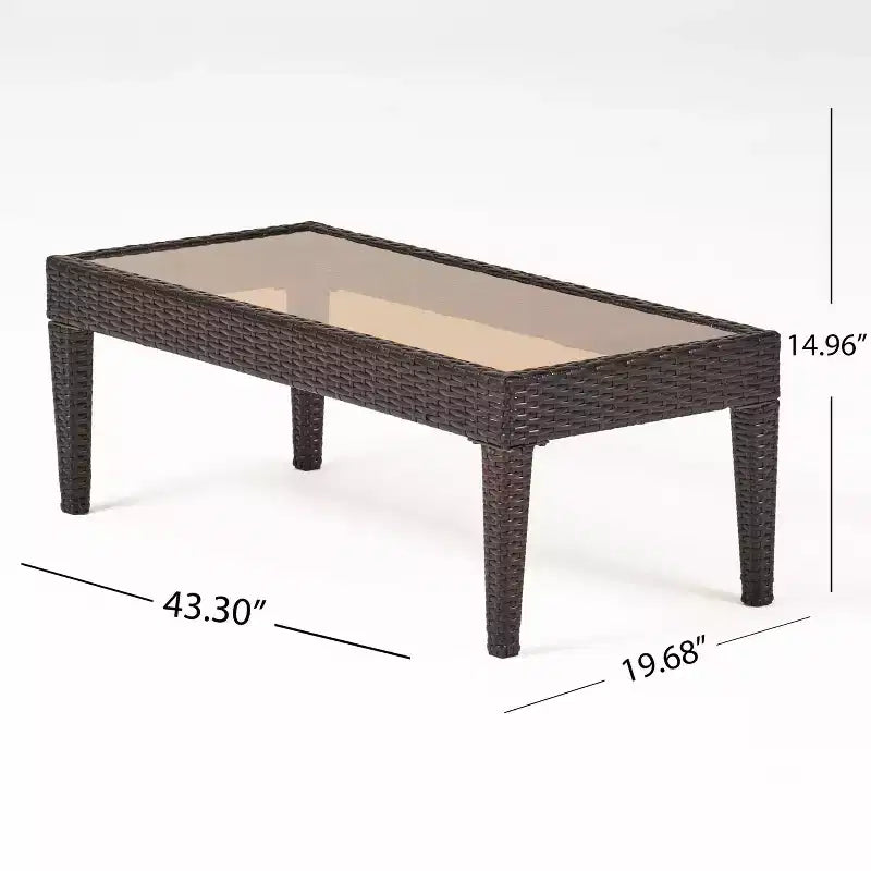 Christopher Knight Home Antibes, ensemble de 2 pièces : causeuse et table basse en osier d'extérieur avec coussins