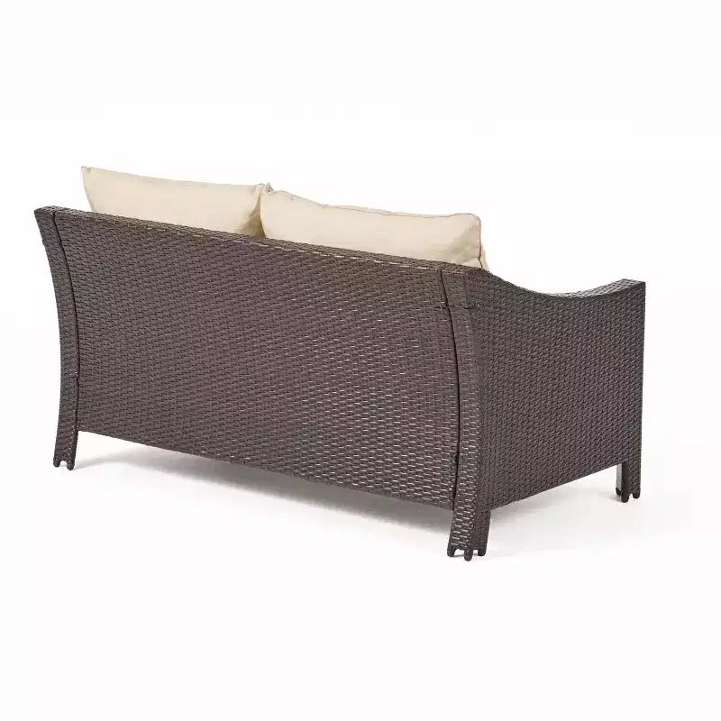 Christopher Knight Home Antibes, ensemble de 2 pièces : causeuse et table basse en osier d'extérieur avec coussins