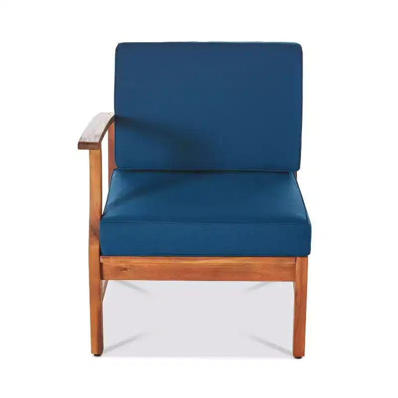 Ensemble canapé 3 places et table basse d'extérieur Abena en bois d'acacia avec coussins GDFStudio
