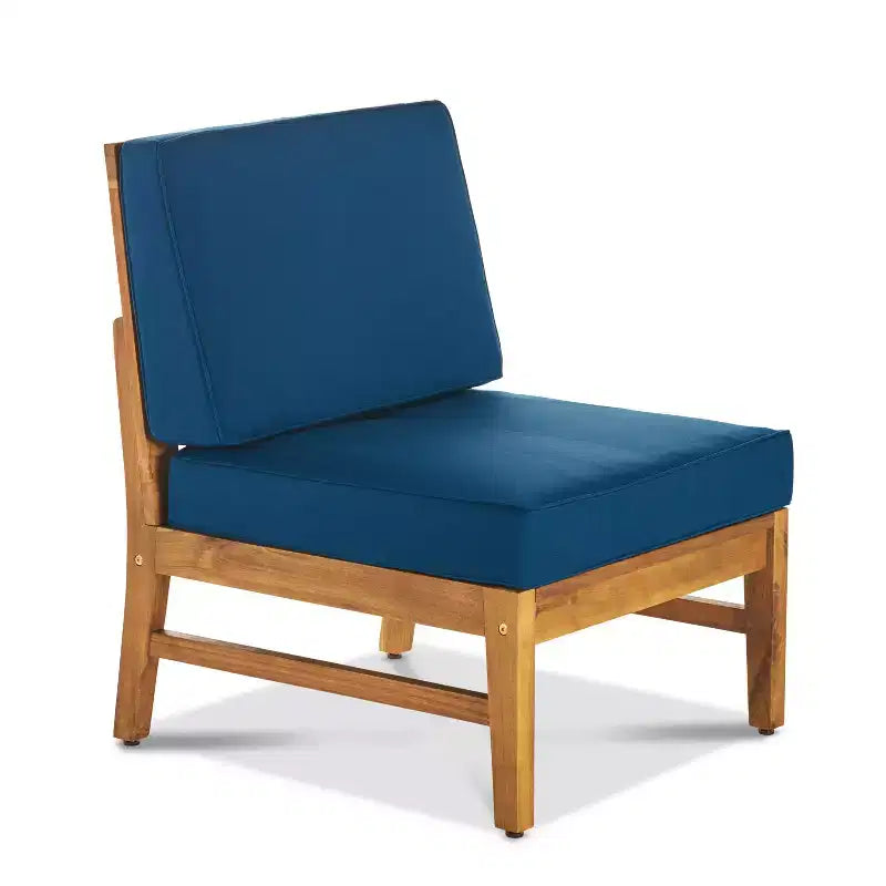 Ensemble canapé 3 places et table basse d'extérieur Abena en bois d'acacia avec coussins GDFStudio