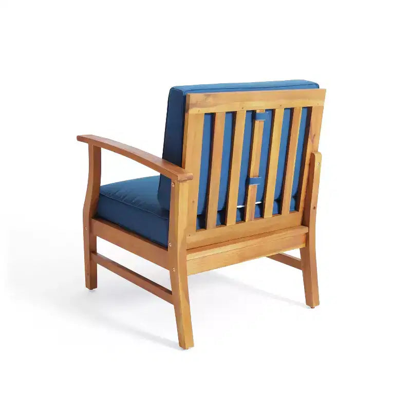 Ensemble canapé 3 places et table basse d'extérieur Abena en bois d'acacia avec coussins GDFStudio