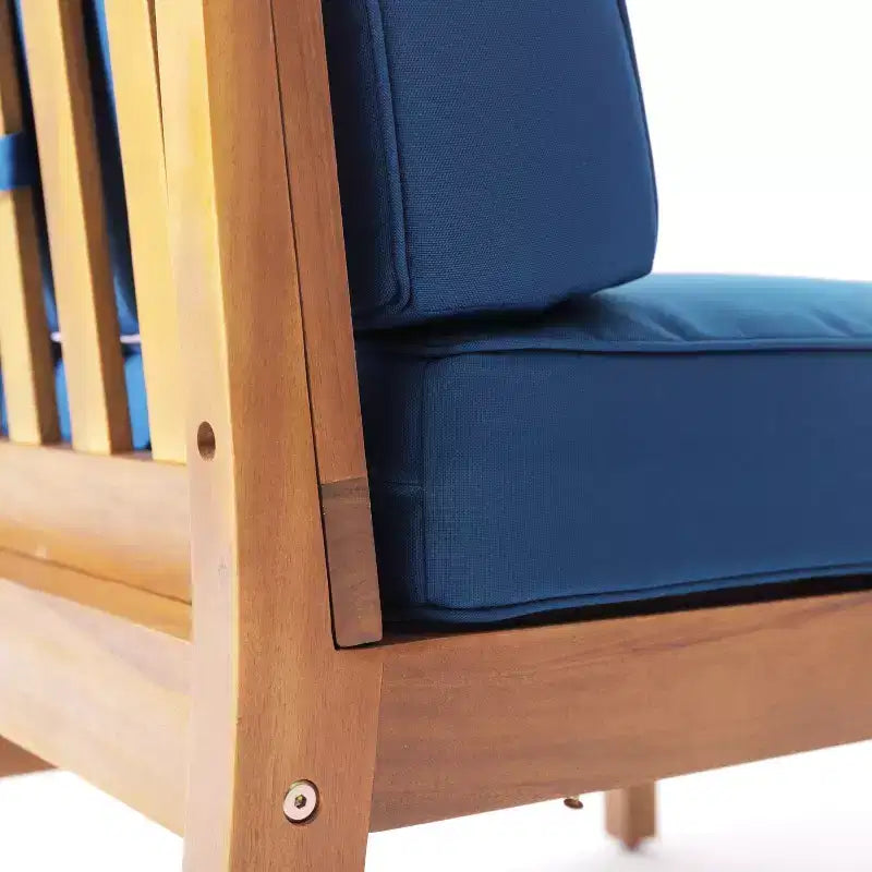 Ensemble canapé 3 places et table basse d'extérieur Abena en bois d'acacia avec coussins GDFStudio