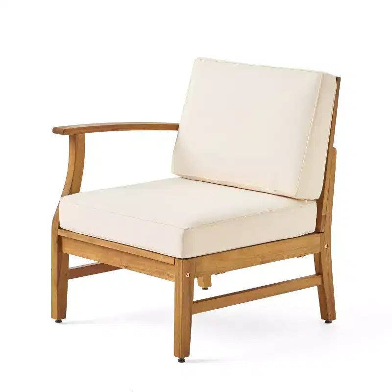 Ensemble canapé 3 places et table basse d'extérieur Abena en bois d'acacia avec coussins GDFStudio