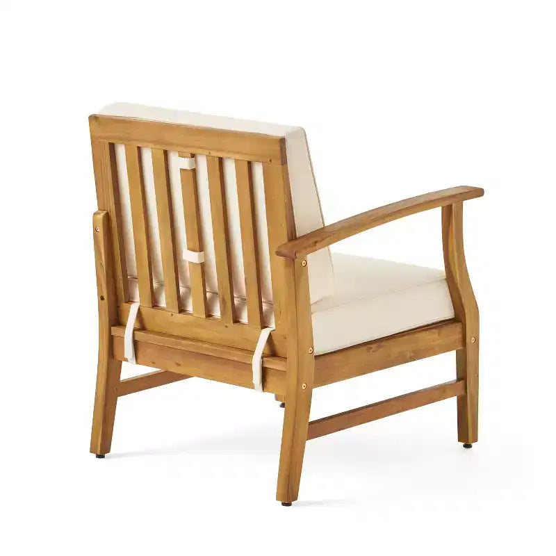 Ensemble canapé 3 places et table basse d'extérieur Abena en bois d'acacia avec coussins GDFStudio