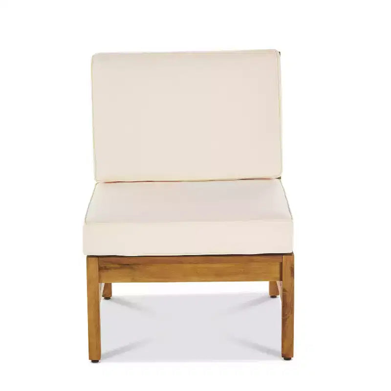 Ensemble canapé 3 places et table basse d'extérieur Abena en bois d'acacia avec coussins GDFStudio