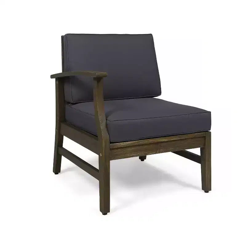 Ensemble canapé 3 places et table basse d'extérieur Abena en bois d'acacia avec coussins GDFStudio