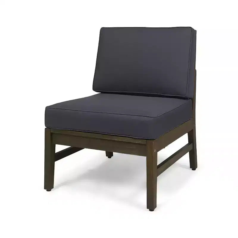 Ensemble canapé 3 places et table basse d'extérieur Abena en bois d'acacia avec coussins GDFStudio