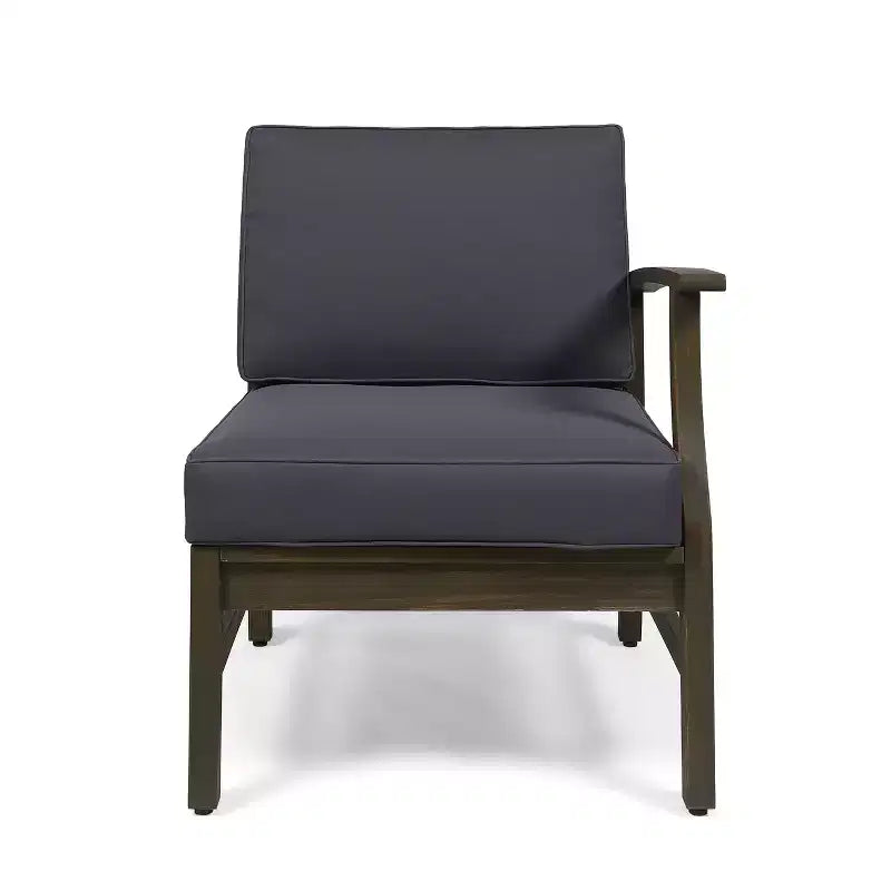 Ensemble canapé 3 places et table basse d'extérieur Abena en bois d'acacia avec coussins GDFStudio