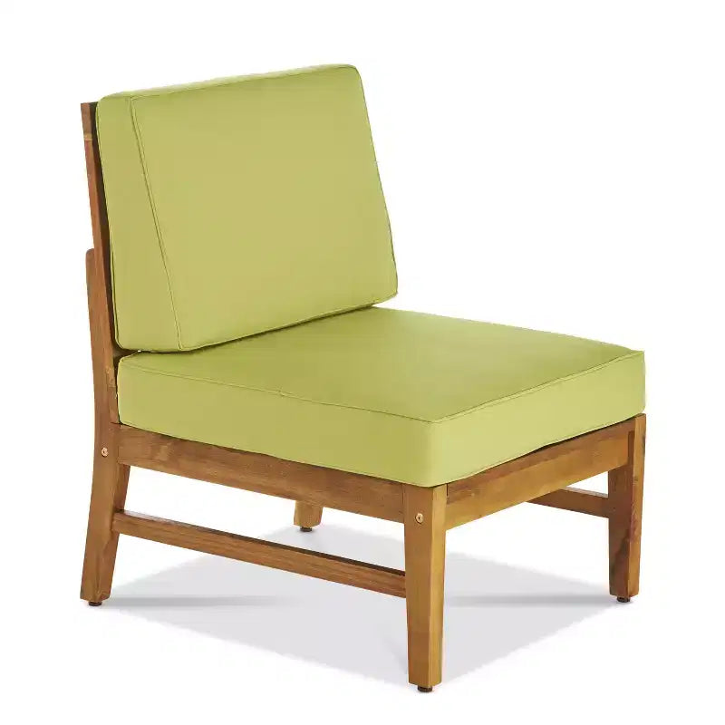 Ensemble canapé 3 places et table basse d'extérieur Abena en bois d'acacia avec coussins GDFStudio