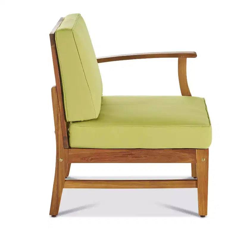 Ensemble canapé 3 places et table basse d'extérieur Abena en bois d'acacia avec coussins GDFStudio