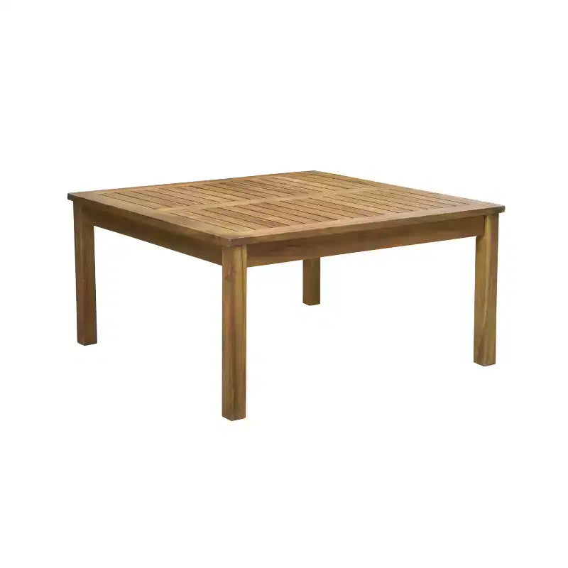 Ensemble canapé 3 places et table basse d'extérieur Abena en bois d'acacia avec coussins GDFStudio