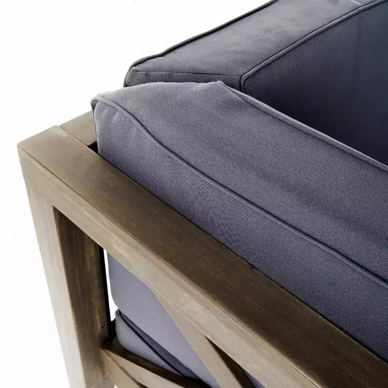 Christopher Knight Home Keith Canapé d'angle d'extérieur en bois d'acacia 8 places avec coussins