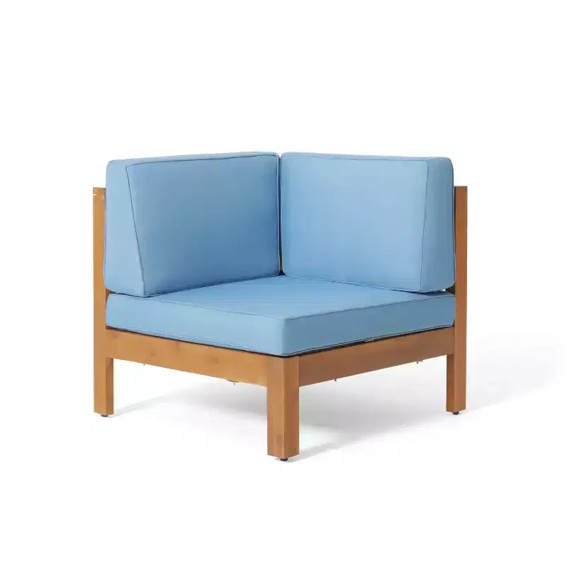 Christopher Knight Home Keith Canapé d'angle d'extérieur en bois d'acacia 8 places avec coussins