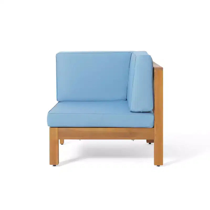 Christopher Knight Home Keith Canapé d'angle d'extérieur en bois d'acacia 8 places avec coussins