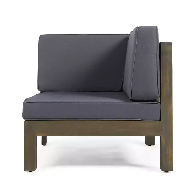 Christopher Knight Home Keith Canapé d'angle d'extérieur en bois d'acacia 8 places avec coussins