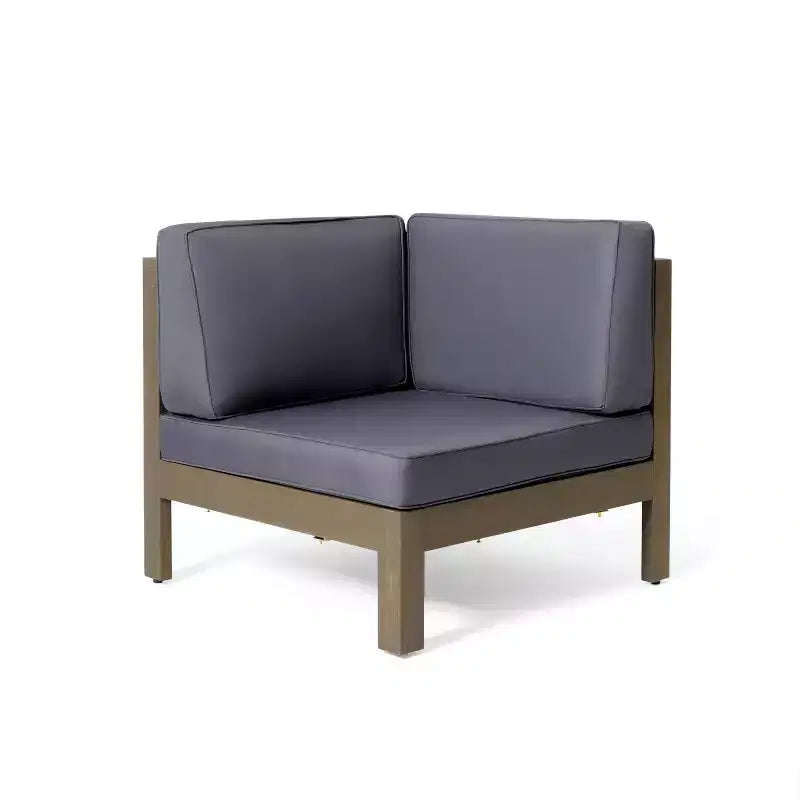 Christopher Knight Home Keith Canapé d'angle d'extérieur en bois d'acacia 8 places avec coussins