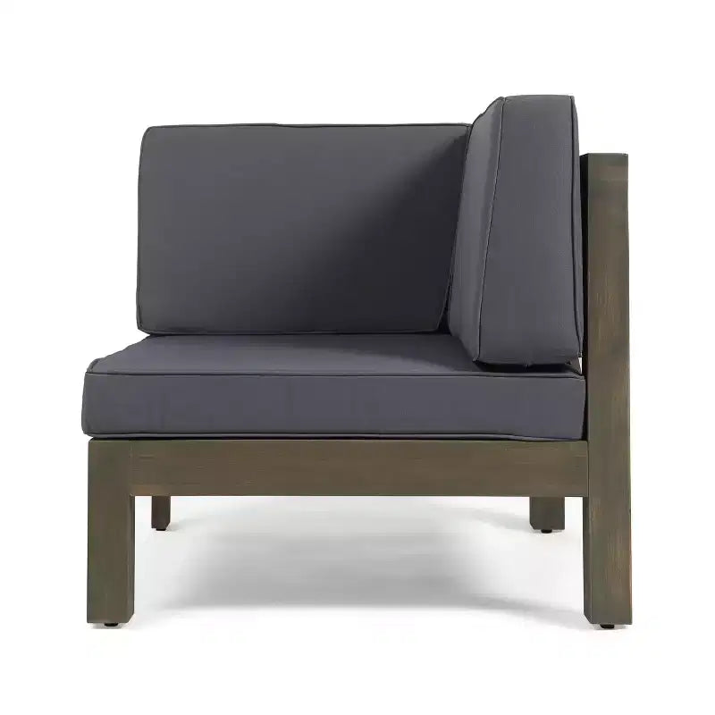 GDFStudio Keith Ensemble de causeuse et table basse d'extérieur en bois d'acacia avec coussins