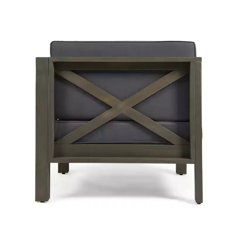 GDFStudio Keith Ensemble de causeuse et table basse d'extérieur en bois d'acacia avec coussins