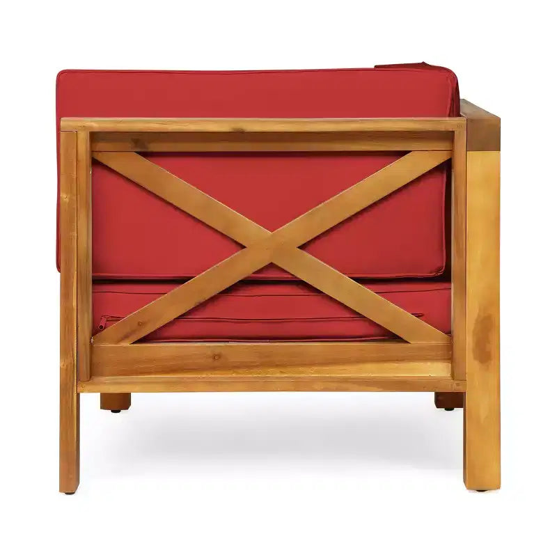 GDFStudio Keith Ensemble de causeuse et table basse d'extérieur en bois d'acacia avec coussins