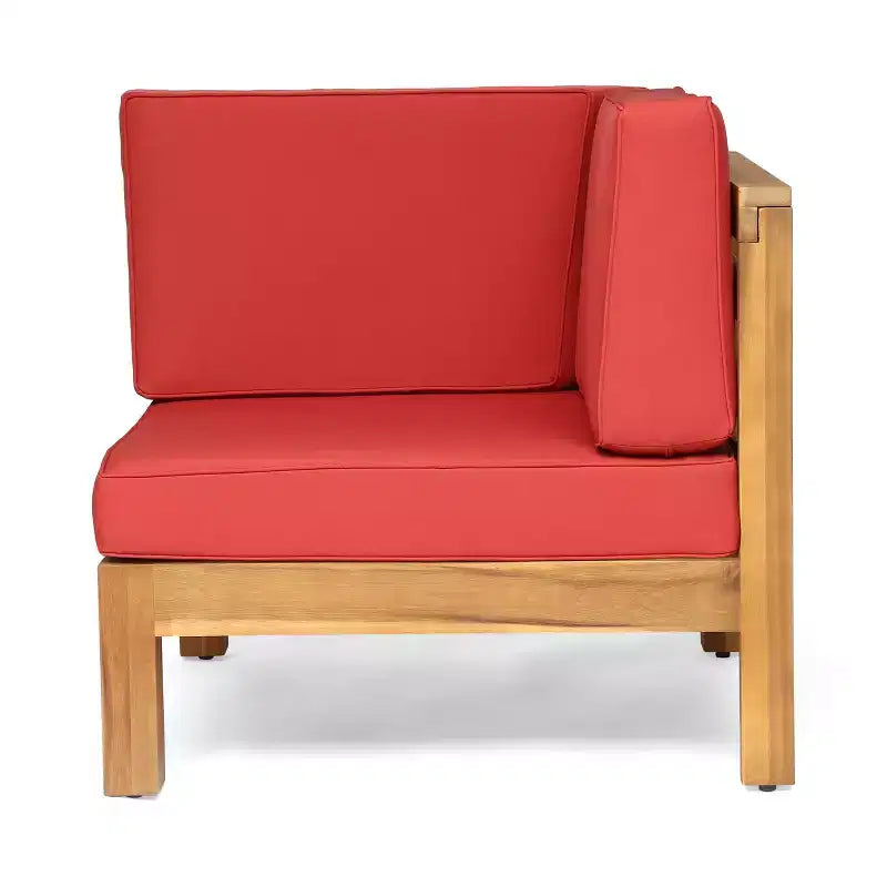 GDFStudio Keith Ensemble de causeuse et table basse d'extérieur en bois d'acacia avec coussins