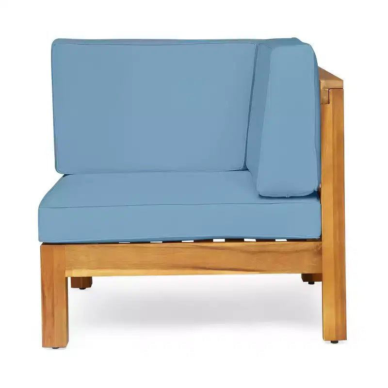 GDFStudio Keith Ensemble de causeuse et table basse d'extérieur en bois d'acacia avec coussins