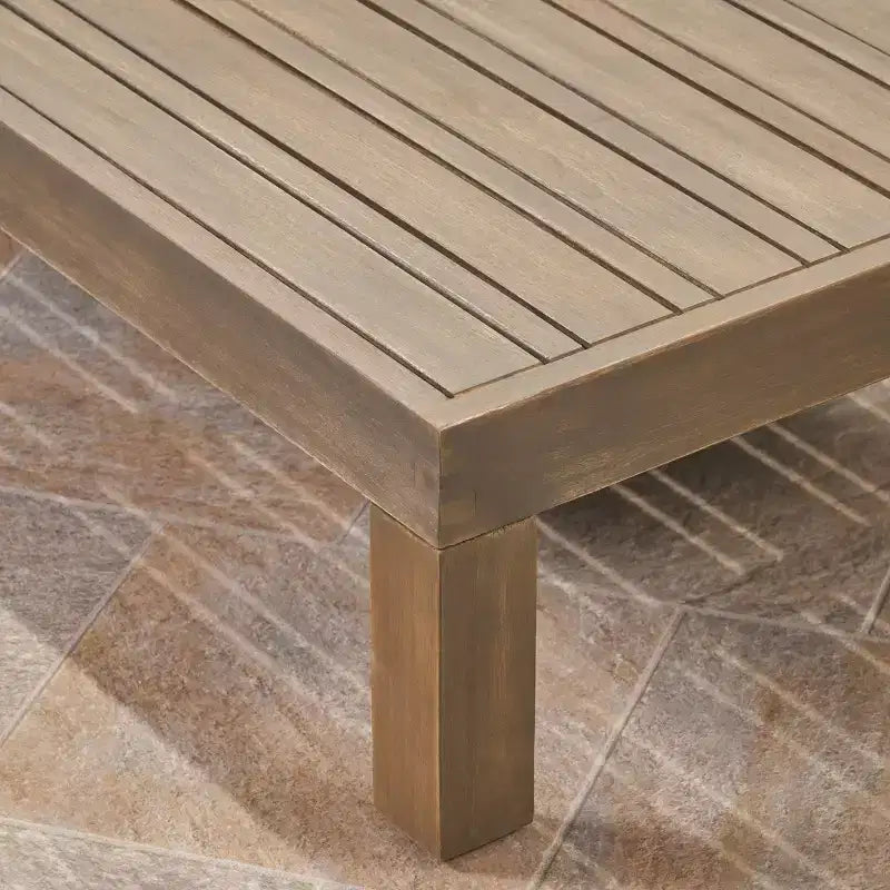 GDFStudio Cavendish Ensemble de conversation de canapé 3 places en bois d'acacia avec ottoman pour l'extérieur