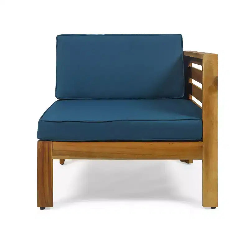 GDFStudio Cavendish Ensemble de conversation de canapé 3 places en bois d'acacia avec ottoman pour l'extérieur