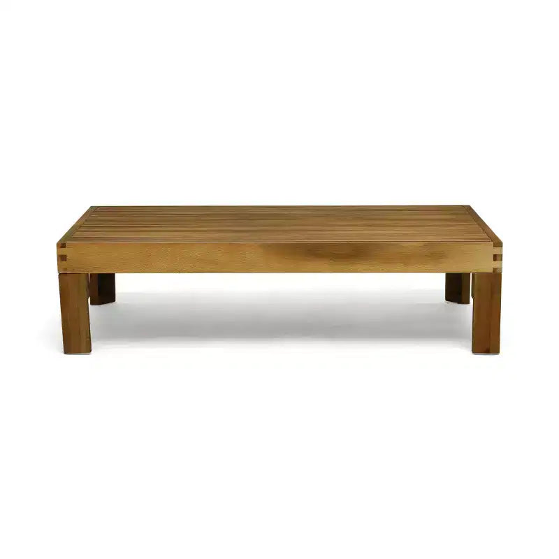GDFStudio Cavendish Ensemble de conversation de canapé 3 places en bois d'acacia avec ottoman pour l'extérieur