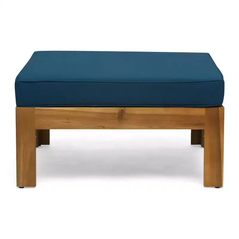 GDFStudio Cavendish Ensemble de conversation de canapé 3 places en bois d'acacia avec ottoman pour l'extérieur
