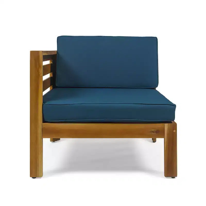 GDFStudio Cavendish Ensemble de conversation de canapé 3 places en bois d'acacia avec ottoman pour l'extérieur