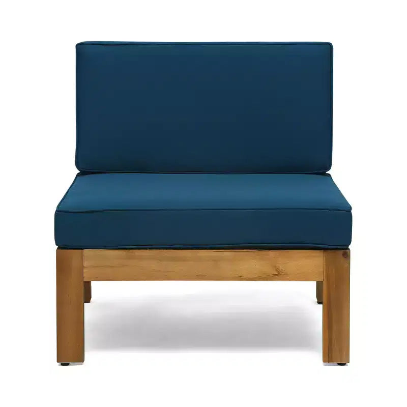 GDFStudio Cavendish Ensemble de conversation de canapé 3 places en bois d'acacia avec ottoman pour l'extérieur