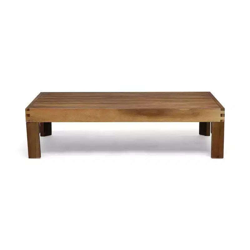 GDFStudio Cavendish Ensemble de conversation de canapé 3 places en bois d'acacia avec ottoman pour l'extérieur