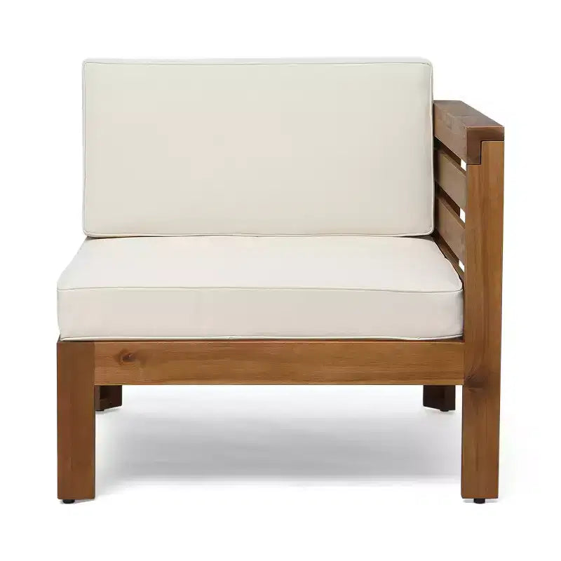 GDFStudio Cavendish Ensemble de conversation de canapé 3 places en bois d'acacia avec ottoman pour l'extérieur