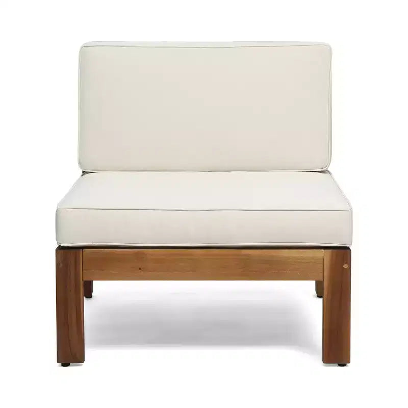 GDFStudio Cavendish Ensemble de conversation de canapé 3 places en bois d'acacia avec ottoman pour l'extérieur