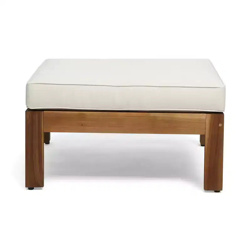 GDFStudio Cavendish Ensemble de conversation de canapé 3 places en bois d'acacia avec ottoman pour l'extérieur