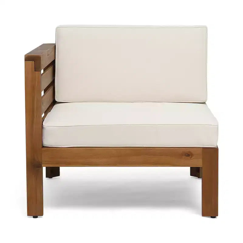 GDFStudio Cavendish Ensemble de conversation de canapé 3 places en bois d'acacia avec ottoman pour l'extérieur