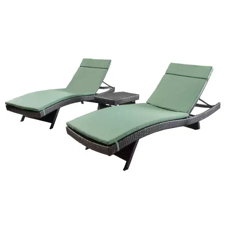 GDFStudio Olivia Ensemble de 3 chaises longues sans accoudoirs marron multicolore avec coussins