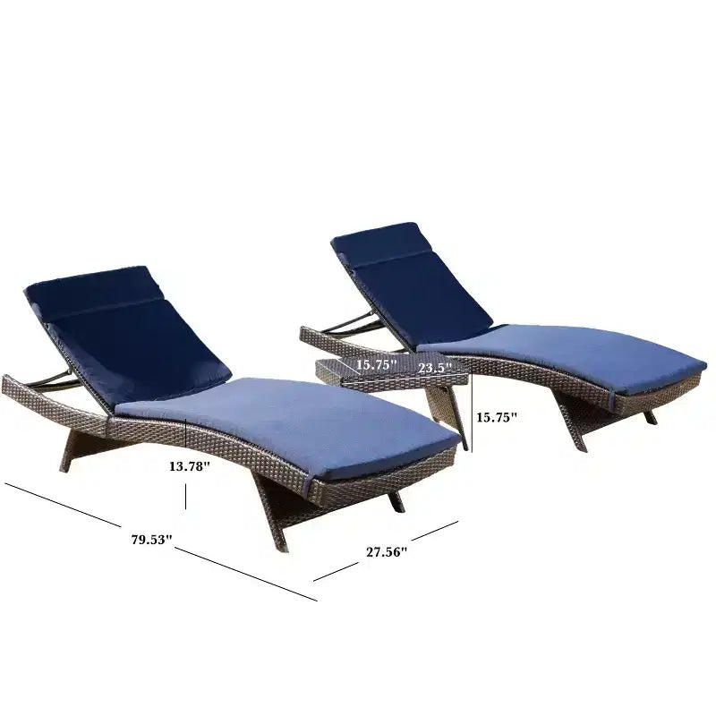GDFStudio Olivia Ensemble de 3 chaises longues sans accoudoirs marron multicolore avec coussins