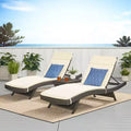 GDFStudio Olivia Multibrown 3 Piece Armless Chaise Lounge Chat Set with Cushions